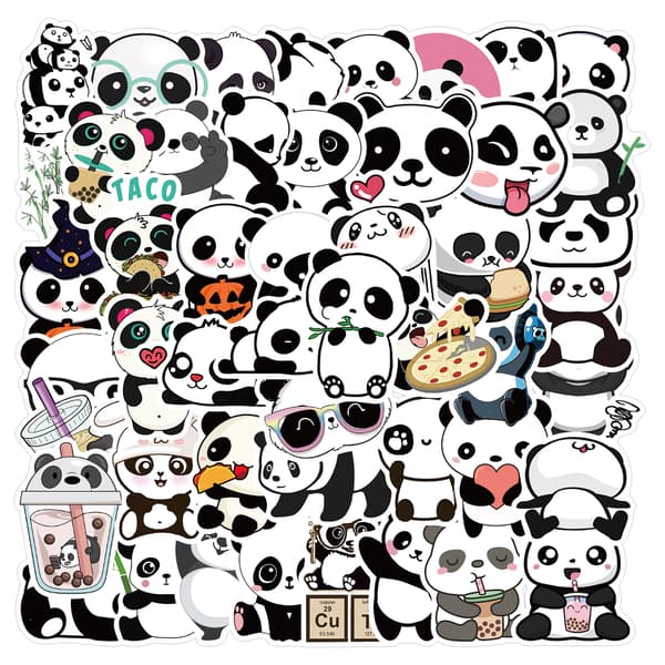50 tegneserie-panda-klistremerker