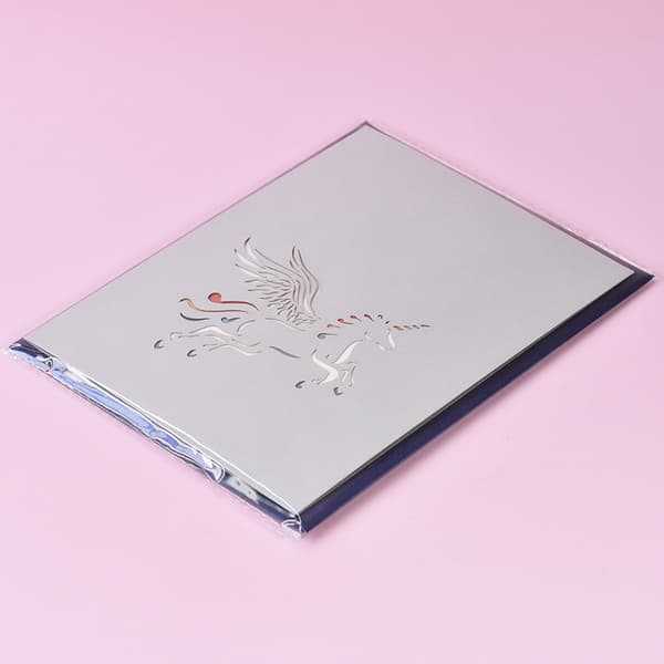 Parti 1 3D Unicorn Pop Up Grattiskort, Födelsedagsgrattiskort, E