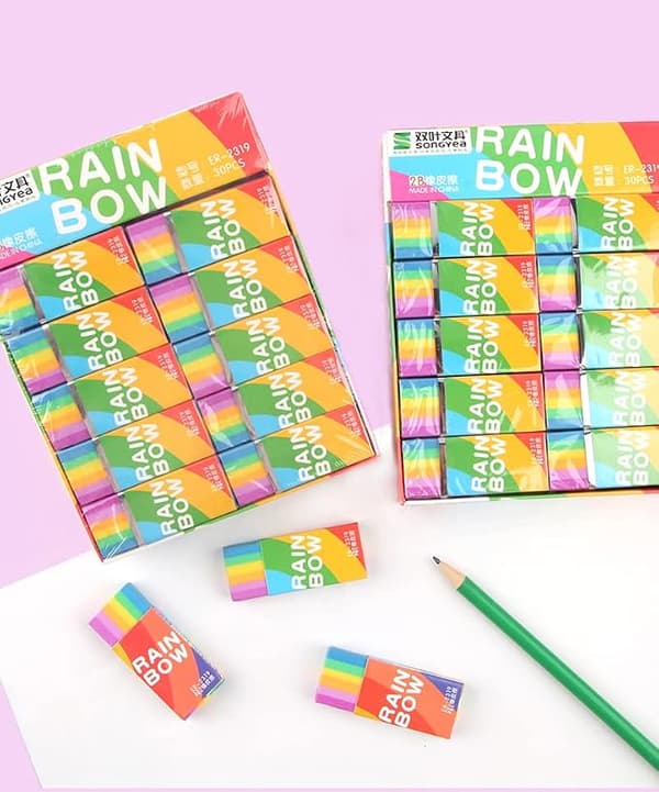 2B Mini Rainbow -pyyhekumi, 30 kpl:n pakkaus