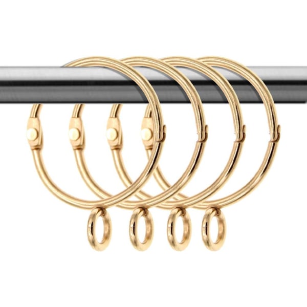 20 stycken rostskyddande metallgardinring hängande spänne med öppningsbart knapphål, lämplig för hemmakök, guld, 50 mm