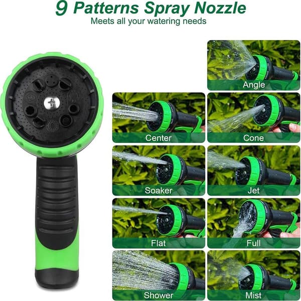 30m Expandable Garden Hose - 9 Spray Patterns - 3-Layer Latex Hose - Brass Fittings - Easy to Store