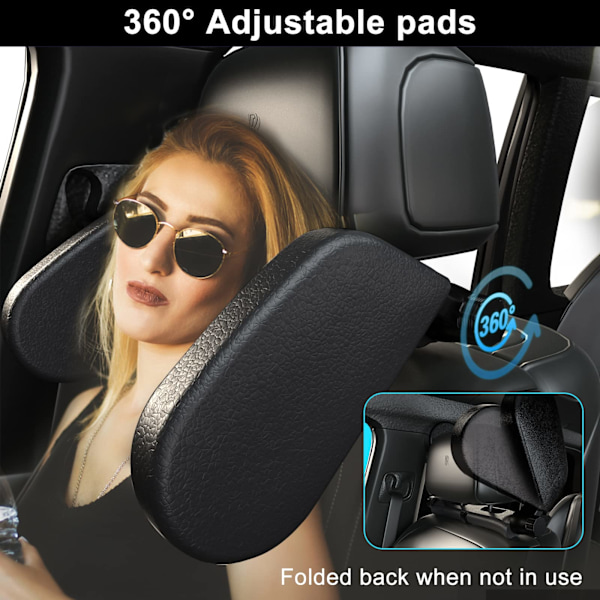 Sort Memory Foam Bilpude, Justerbar Nakkestøtte til Børn til at Sove i Bilen. Indbygget Memory Foam kan Genoprettes