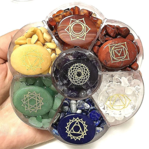 Seven Chakra Set Natural Crystal Gem Agate Yoga Energy Stone Healing Colorful Stone Reiki Symbol Di