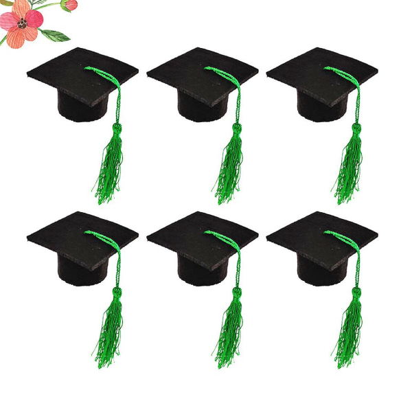 6 stk. Mini Doktorhat Formet Vinflaske Sød Kvast Vinflaske Dæk Graduation Party Ornament Bi Green 5.5*5.5cm