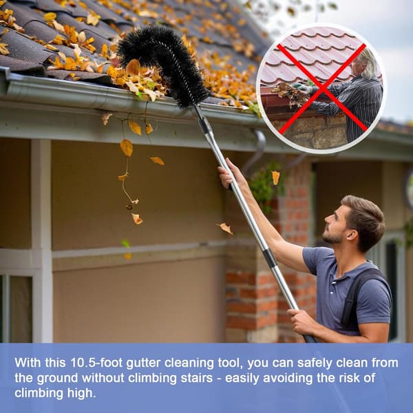 Gutter Cleaner from the Ground - 4.3 Meter Adjustable Gutter Brush - No Ladder Required - Removes Leaves and Branches - 1 pc