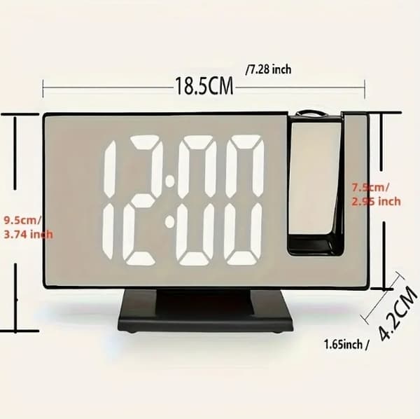 Multifunctional Digital Alarm Clock With Projector Large Display Bedroom Wall Time Projection Smart Light Up Clock Black Red