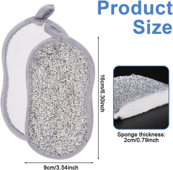 wxsp 10 Pieces Double-Sided Kitchen Dish Sponges, Dish Sponge Large Cleaning Sponge Kitchen Sponge Washable, Reusable Microfiber