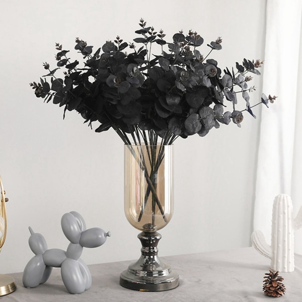 3x 20 Heads Artificial Black Eucalyptus Fake Flower Plant Wedding Party Decoration