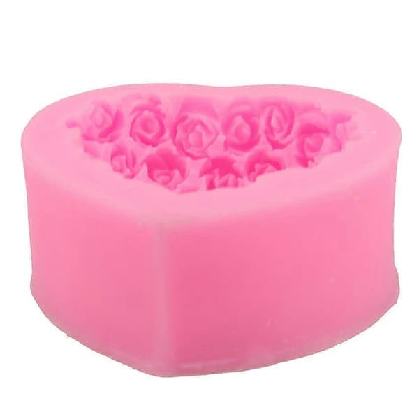 Hjerteformet Rosebukett Fondantform Kakeform Baking DIY Silikon Kakeform