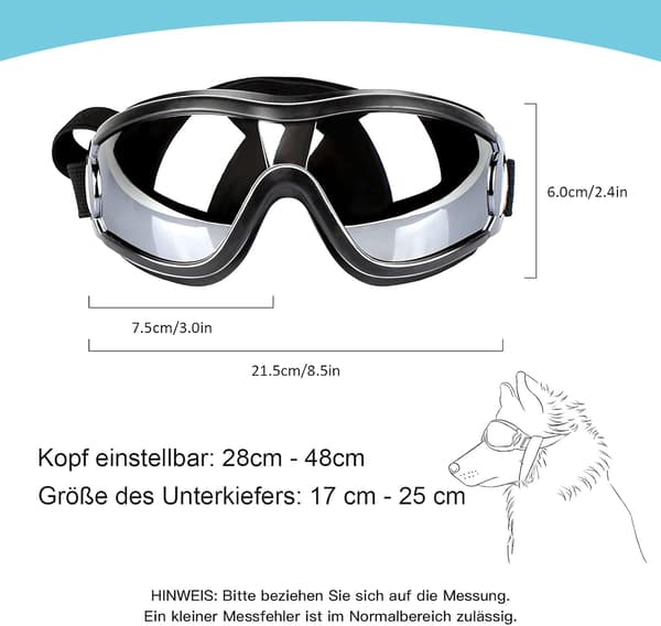 Hundesolbriller, vanntette og vindtette, for store og mellomstore hunder