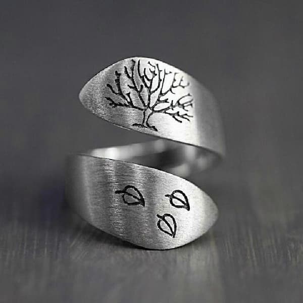 Adjustable Wrap Ring Tree of Life Open Ring Finger Joint Ring Beach Jewelry