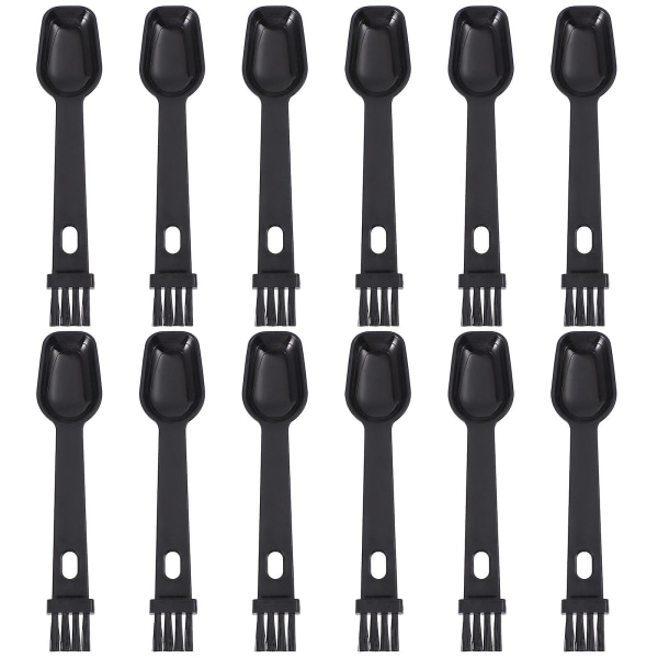 12 st Multifunktionella Borstar Kaffebönor Sked Rengöringsskedar Borstar För Daglig Svart 14,5x3cm Black 14.5x3cm