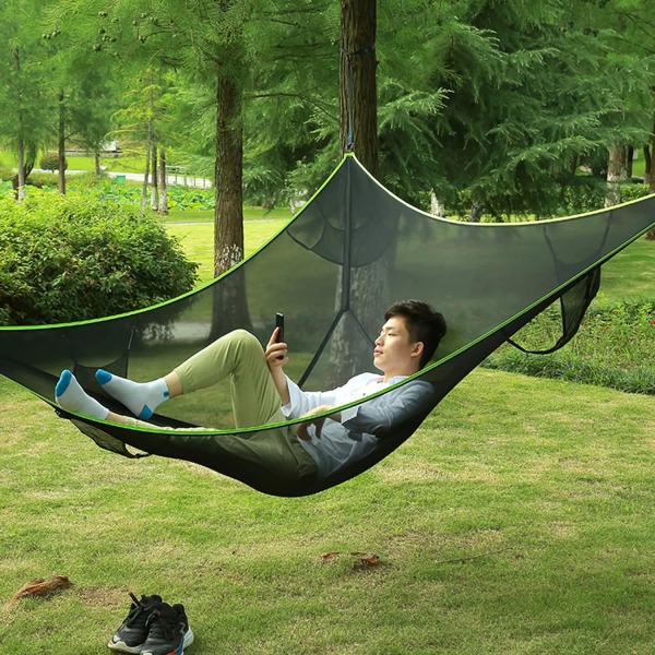 Triangelhängmatta, bärbar hängmatta för multi personer, utomhuscamping lufthängmatta 3 punkt, 2-3 personers design, för resor Backyard Garden Camping (400 *