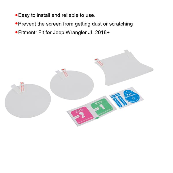3-pack Car Dashboard Protective Film Fits Jeep Wrangler JL 2018+