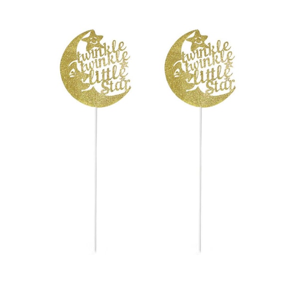 2st Glitter Star Moon Födelsedagstårta dekorationer Tema Cupcake Toppers Val Festmaterial GoldenM Golden M