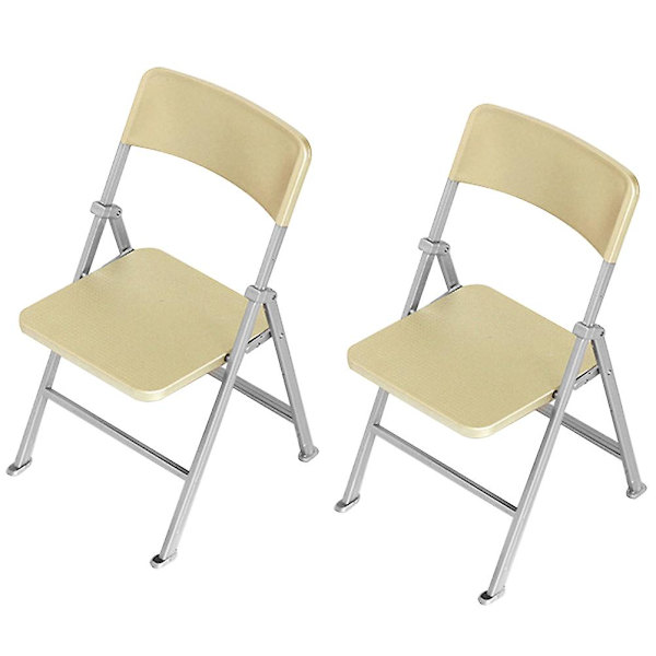 2 stk Foldbare Ministole Dukkefoldestole Minihus Foldestol Miniaturemøbler Guld 2 stk1 Golden 2pcs 15X9.4CM