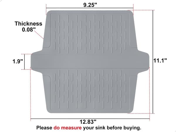 Sink Protector, Kitchen Sink Mat, Divider Protection Mat, Odorless, Super Soft, No Stains, 32.6 cm x 28.2 cm 1-pack Grey