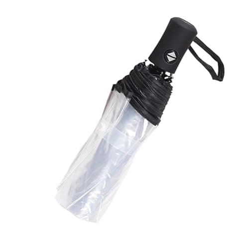 Automatic Open Close Clear Umbrella, Compact Foldable Transparent Umbrella, Windproof Travel Umbrella with 8 Ribs for Women Men (Black)