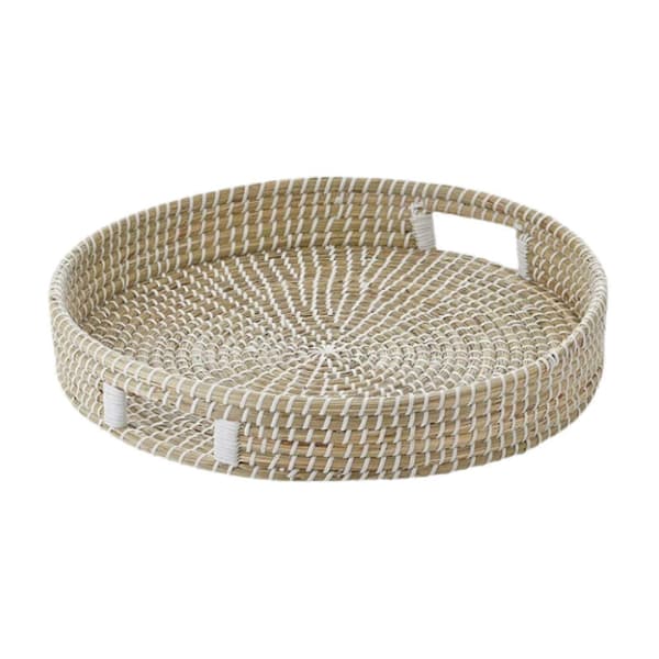Seagrass Tray, Woven Seagrass Basket for Coffee Table, Fruit, Breakfast