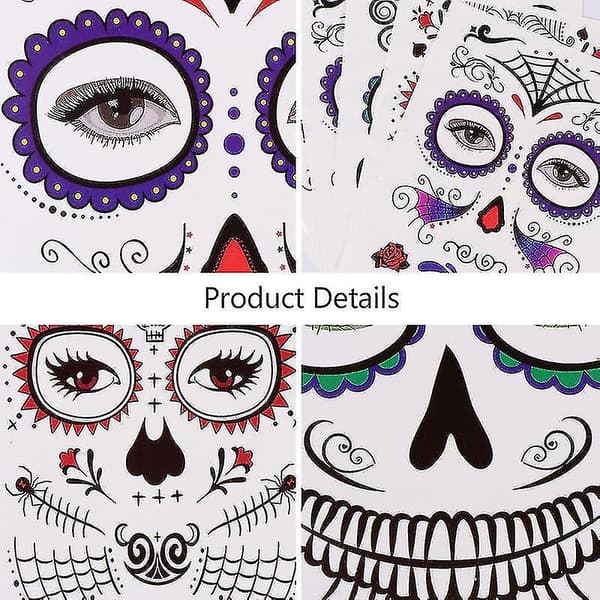 6 stk Halloween Ansigtsmærkater Halloween Fest Dekal Prop Ansigtsmakeup