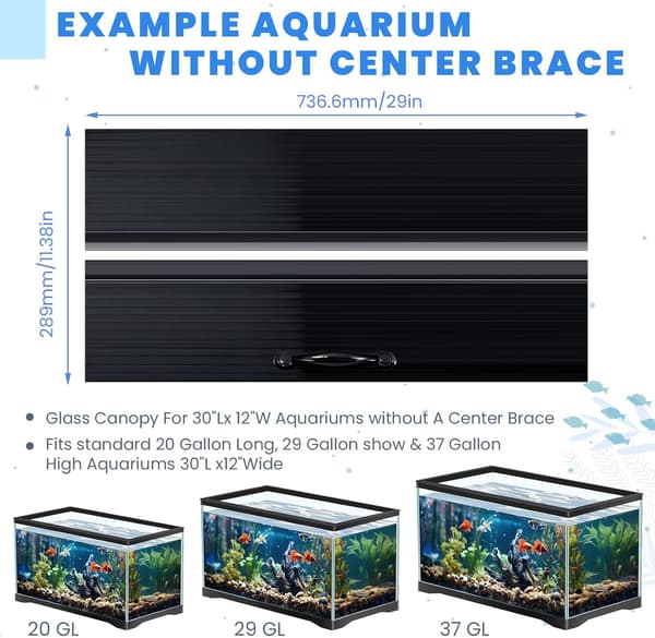 Akvarium baldakinsæt polycarbonat drivhus tommer til sort Black 30 X 12 Inch