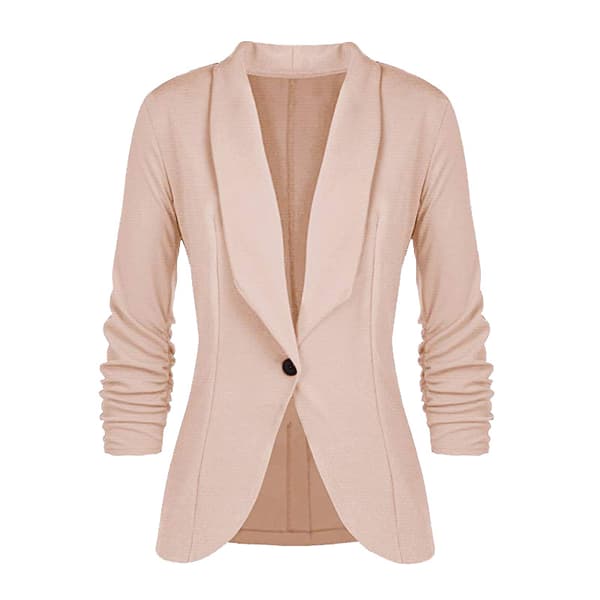 Blazer med jerseykrage, långärmad, slim fit, dammode, kort kavaj