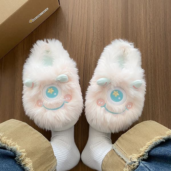 Dame plys hjemmesko sød enøjet monster Kawaii Elf Fluffy hjemmesko 24,5 cm