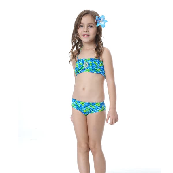 Barn och flickor vackert fiskstjärt bikini set baddräkt - 6-7 år, grön