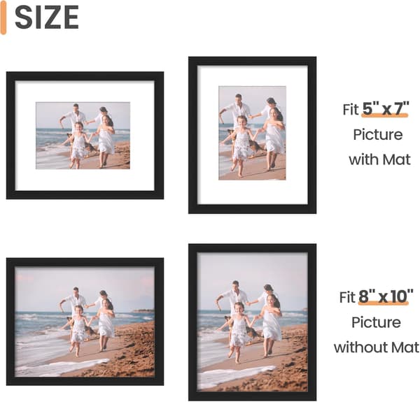 upsimples 8x10 Picture Frame, Wall Mount Photo Frame, Black, 1-pack