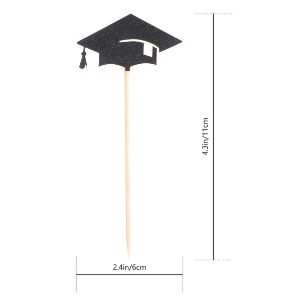 24 stk The Flash Gaver  Graduation Party Supplies Mini Kakedekorasjon Graduation Dessert Topper Black 24pcs