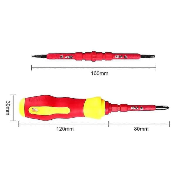 Insulated Screwdriver Set - Electrician Screwdriver with Interchangeable Magnetic Insulated Handle - Red
