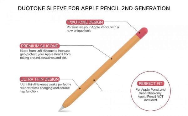 Duotone Case Silicone Sleeve Compatible with Apple Pencil 2nd Generation Ultra-Thin, High-Quality Silicone[DB]