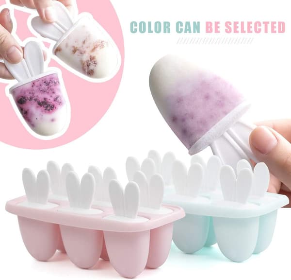 6-pak Glasforme med Pind, Mini Glasform, Ispindeform, Blå Ispind, Sorbet DIY Genanvendelig