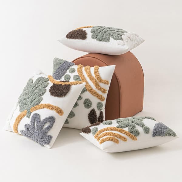 Bohemian decorative throw pillows with leaf pattern, plush and cotton material, comfortable and decorative