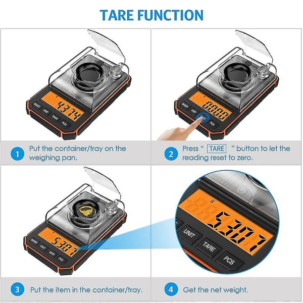 0,001g Elektronisk Digital Vågskala Bärbar Mini Vågskala Precision Fickvågskala 50g Kalibrering