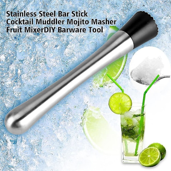 1 stk Cocktail Muddler i Rustfrit Stål Bar Stick Mojito Masher Frugtmixer Ideel Bartender Tool Barware