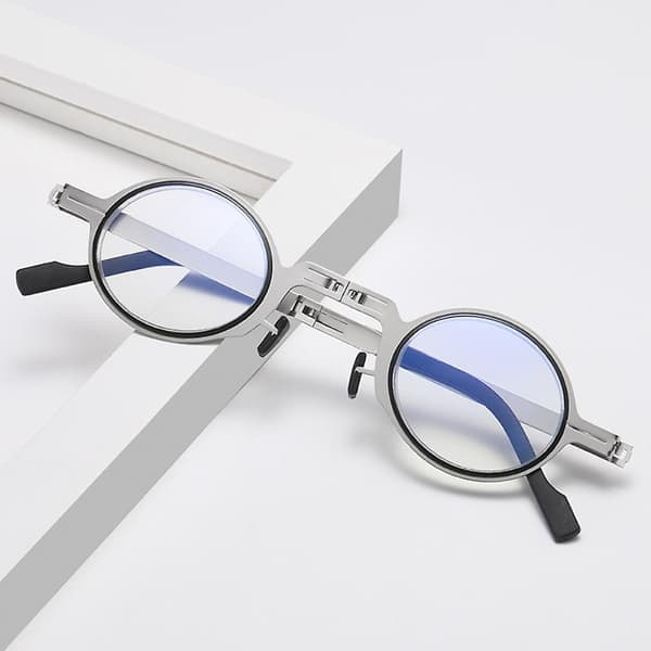 Men's Ultralight Titanium Material Screwless Foldable Anti-blue Reading Glasses 300 degrees circular 300 degrees circular