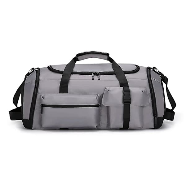 Large Capacity Suitcase - Duffle Bag with Wet/Dry Compartment and Reinforced Backpack Straps Grey Grey Grey Grey