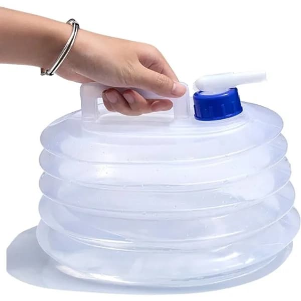 3-pack - 5L Vikbar Vattendunk med Kran - Vattenbehållare Transparent 3-pack