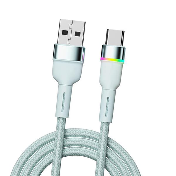 Fast Charging 3A USB C Cable - Durable Aluminum Alloy, Light Blue for Phones and Devices