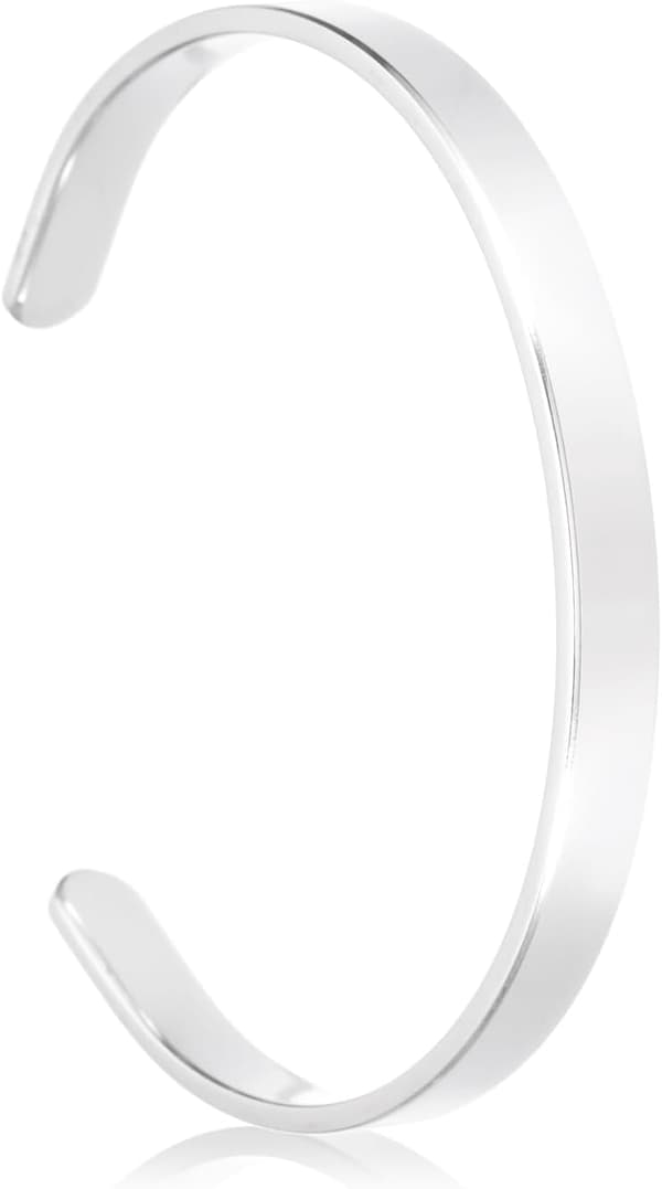 Mansjettarmbånd i rustfritt stål, sølv 6 mm 6mm Silver Tone