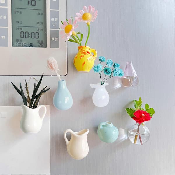5 st Mini Glasvas Kylskåpsmagnet Hemmakontor Kök Skåp Kylskåp 3D Blomvas Magnetisk Dekorationsprydnad B B B B