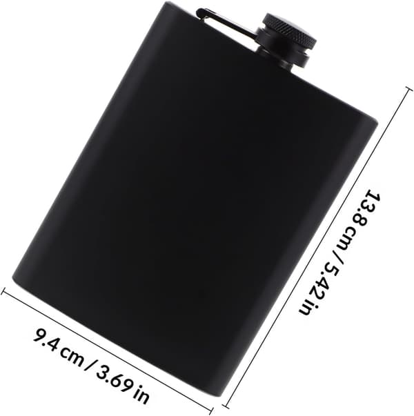 Bærbar hofteflaske i rustfrit stål, lækagesikker, 8oz, sort mat finish