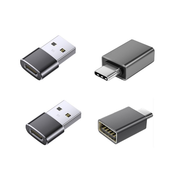 4-pakning USB til Type-C 3.2 Adaptersett: 2 USB til Type-C og 2 Type-C til USB-adaptere