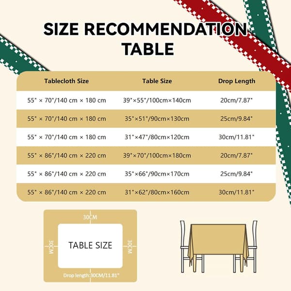 Christmas Rectangular Tablecloth Party Printed Holiday Tablecloths Christmas Green Tree Decoration Tablecloth Winter Atmosphere Home Decor White 140x178 cm