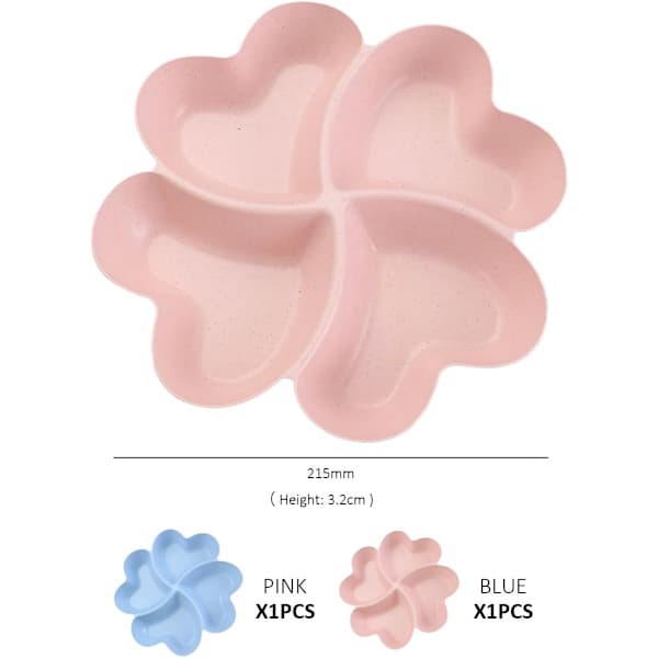 Snack Tray with Four Compartments - Party Style Fruit Tray - Serving Bowl for Snacks/Chips - Reusable - Heart-shaped