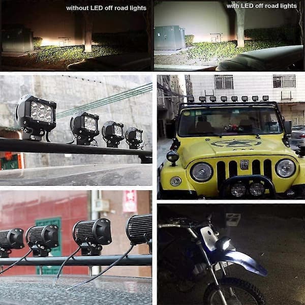 LED-arbetsljusramp – 4 \" 18W flood combo-stråle DC 12V-24V 6000K terräng för fordon & 4x4 – 10,2 cm