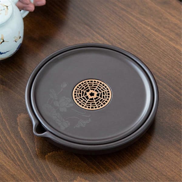 Retro Bakelite Tea Tray with Trivet - Drying Foam Table for Tea Accessories, Kettle Pad, Storage Etc.