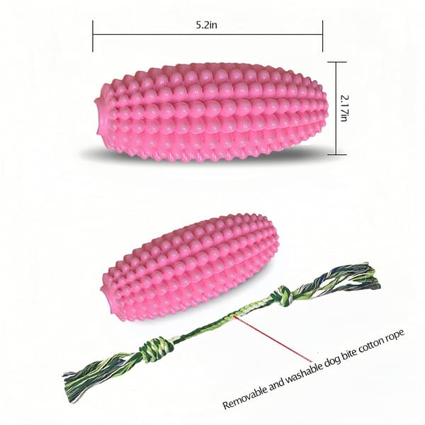 Corn-shaped Dog Chew Toy, Dog Toothbrush, Sturdy Interactive Toy Suitable for Small, Medium, and Large Dogs (Pink)
