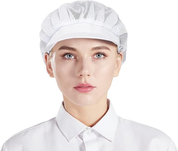 3-pack Mesh Chef Hats - White, Unisex Kitchen Hats with Mesh, W[ht]
